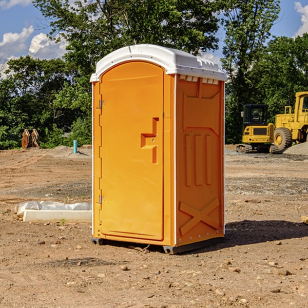 how often are the portable restrooms cleaned and serviced during a rental period in Masury